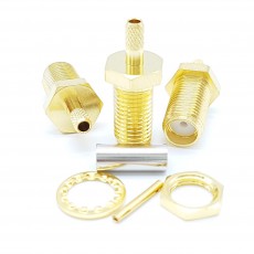 SMA Female Bulk Head RG-316 Crimp Connector(Gold)