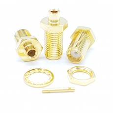 SMA Female Bulk Head UT-085 Soldering Connector(Gold)