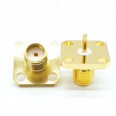 SMA(F)암컷4Hole-0-5mm Flange Connector (Gold)